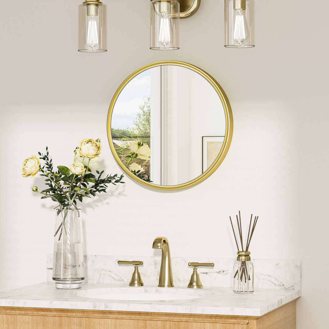 Evangelista Aluminum Alloy Framed Mirror, Round Wall Mounted Mirror, Decorative Mirror for Entryway, Bathroom, Hallway,Tempered Glass